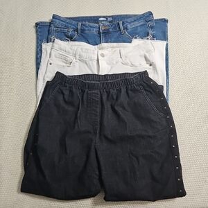Bundle Of 3 Old Navy & Allison Daily Jeans‎ Women's Size 12/12P Good PreOwned